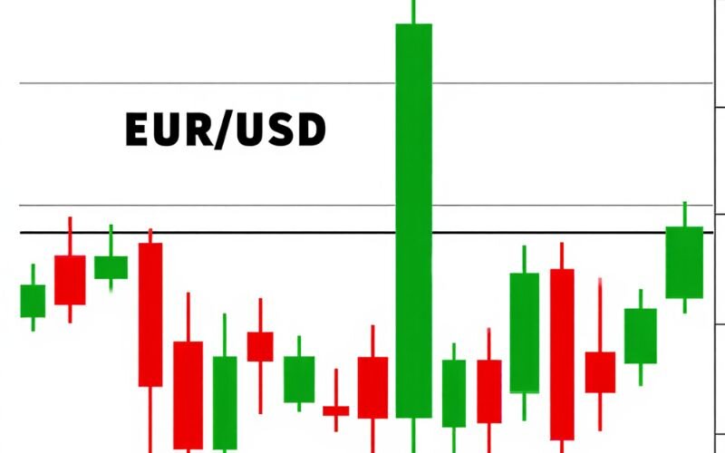 A long green candlestick on EUR/USD suggests bullish sentiment