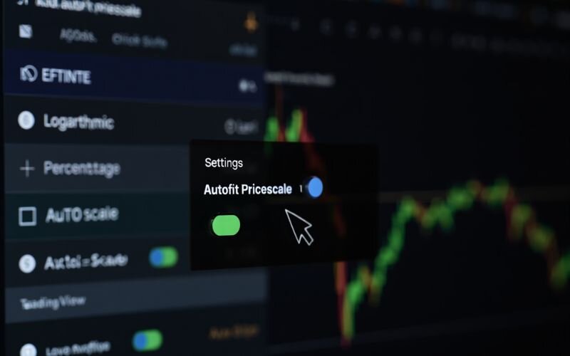 Autofit pricescale in TradingView auto-adjusts the y-axis to fit all visible data