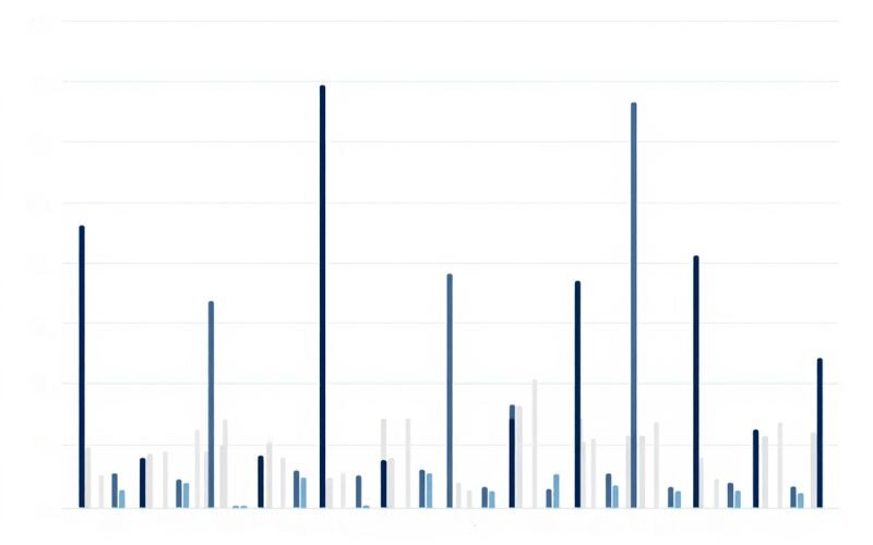 Each bar represents a time period, with a vertical line showing the high and low prices