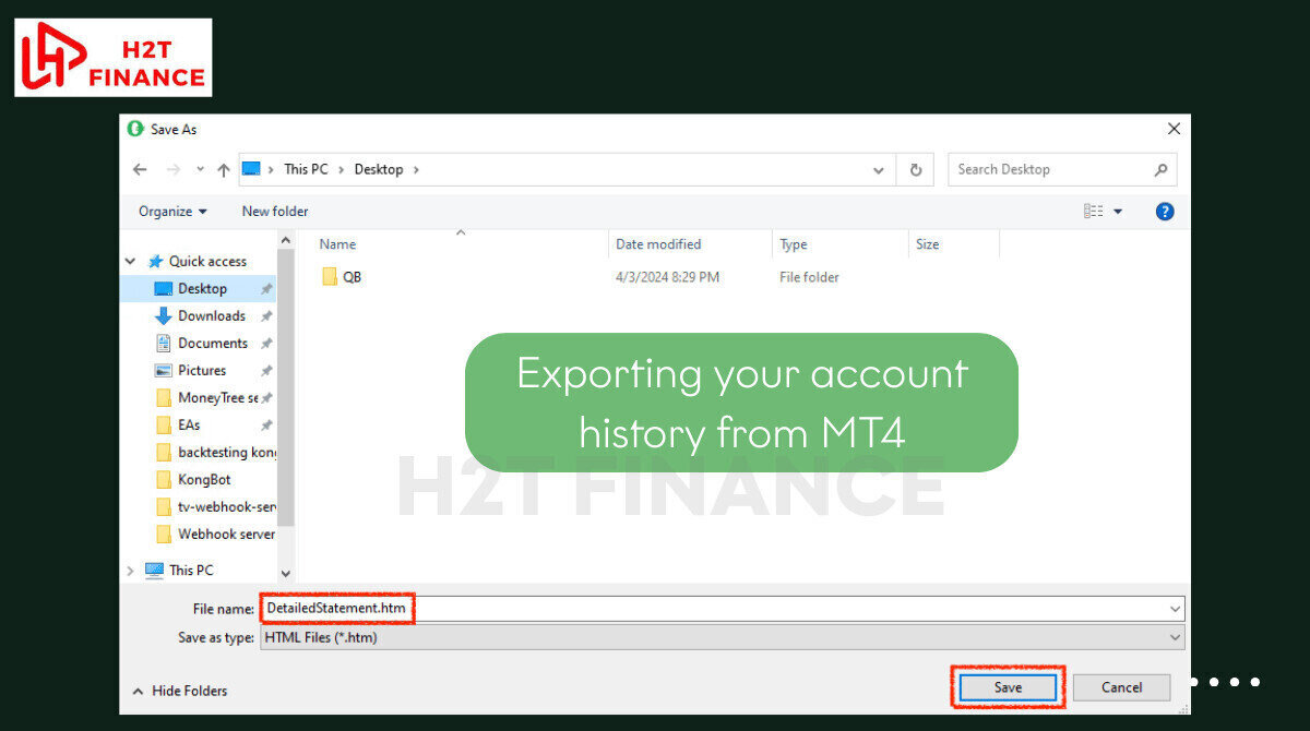 Exporting your account history from MT4