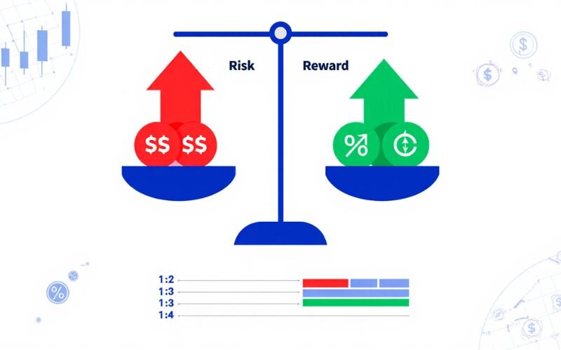 The risk ratio shows potential loss compared to potential reward in an investment