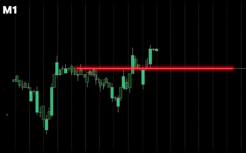 Three or more green Heiken Ashi candles breaking above a resistance level on a 1-minute chart