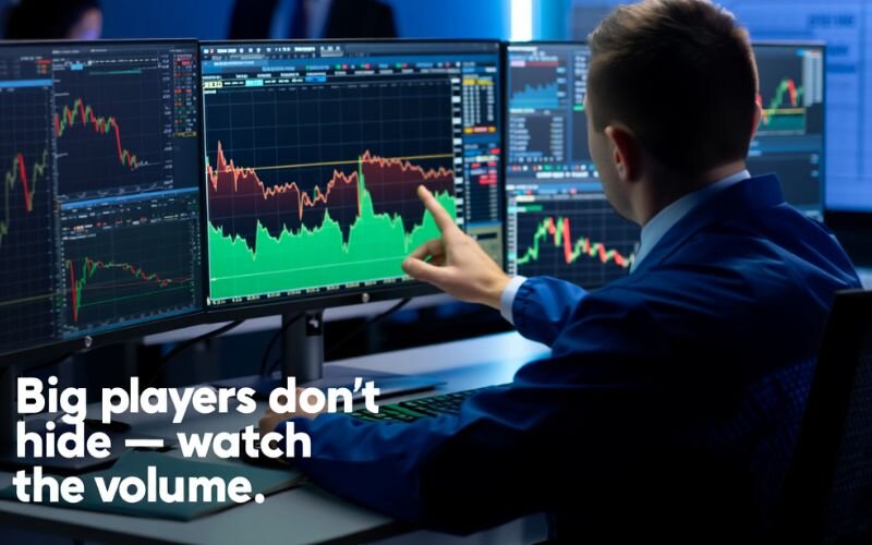 Volume spikes at supply or demand zones often indicate institutional activity